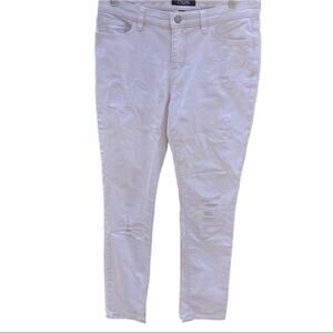Chaps off white distressed ankle mid rise jeans size 8